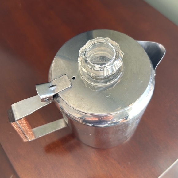 Small Vintage Stainless Steel Coffee Pot with Wooden Handle - 3 cup - Picture 2 of 8